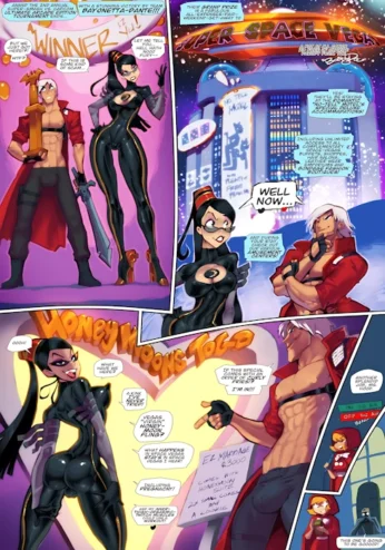 Bayonetta and Dante in Super Space Vegas (Bayonetta, Devil May Cry)